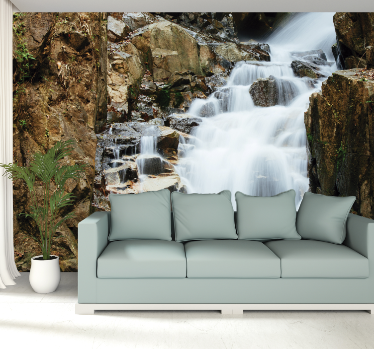 Fotobehang waterval rotsen - TenStickers