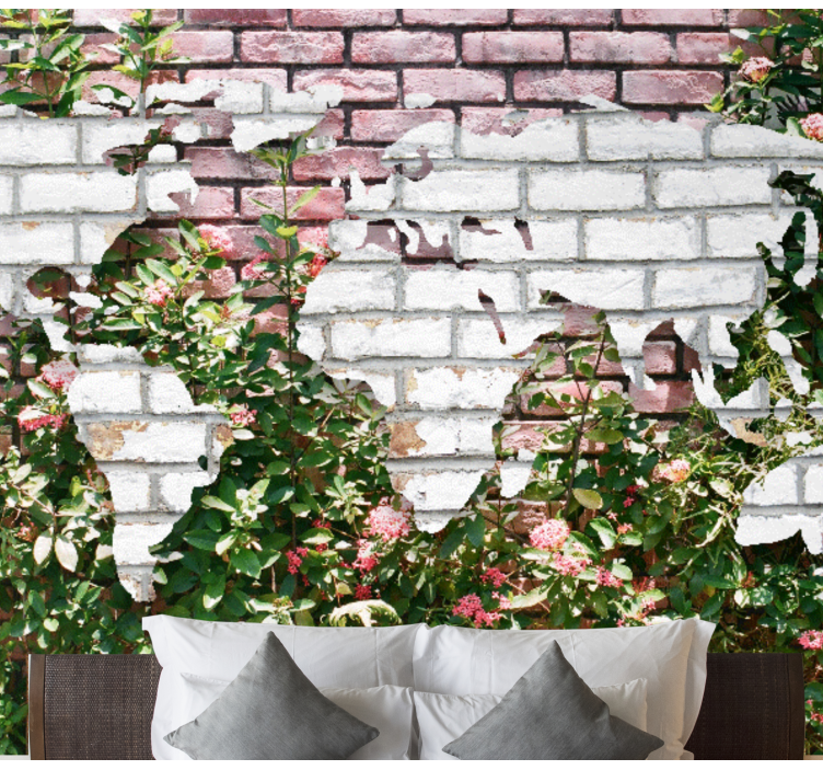 Fotobehang wereldkaart bloeiende wereldkaart - TenStickers