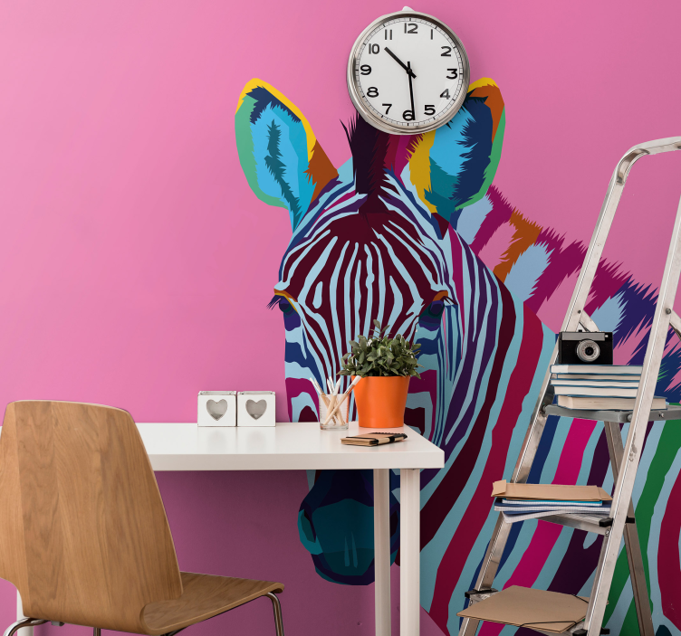 Dieren Zebra popart fotobehang - TenStickers