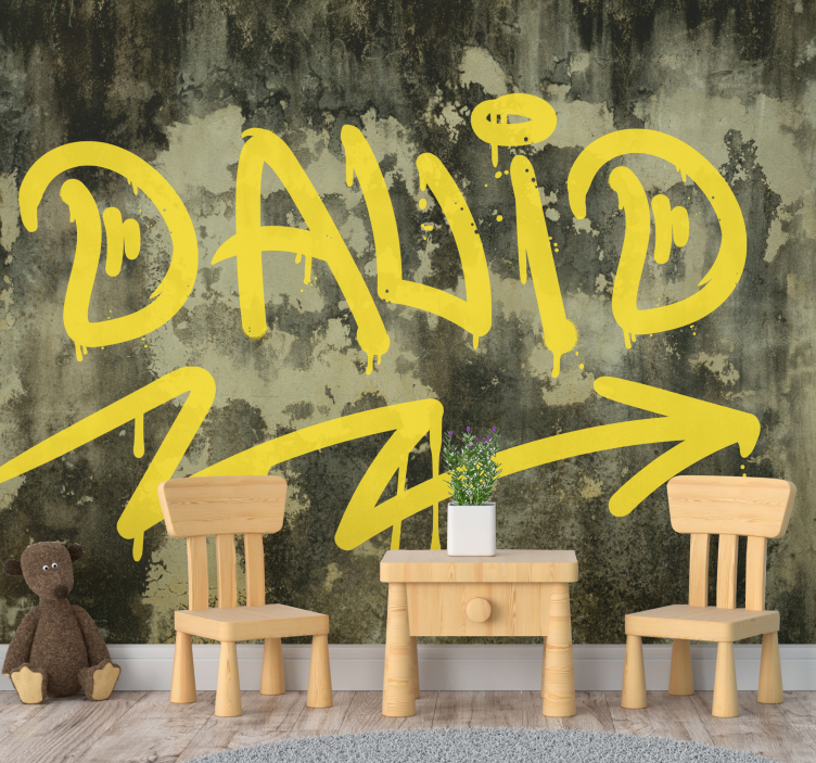 Gele straatkunst graffiti fotobehang - TenStickers