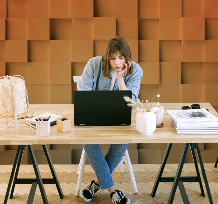 Getextureerd kubuspatroon fotobehang lijnen - TenStickers