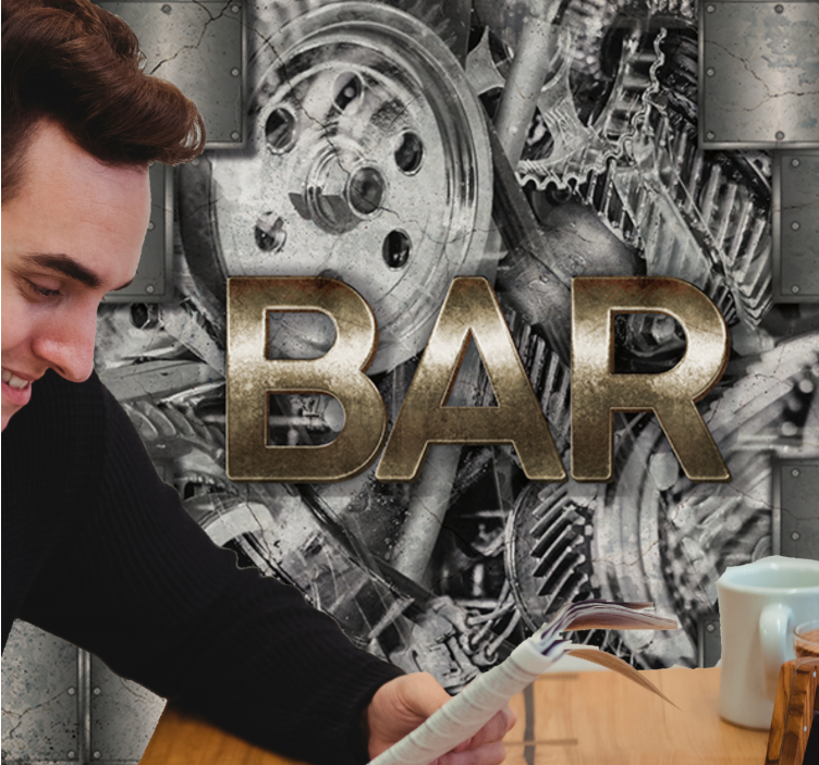 Graffiti fotobehang industrieel tandwiel lettertype - TenStickers