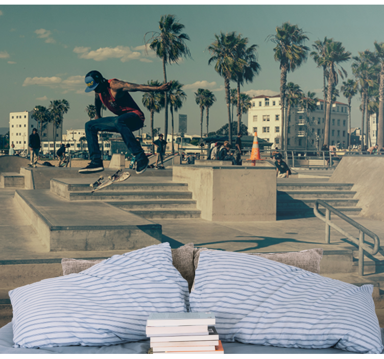 Graffiti fotobehang skateboarder in actie - TenStickers