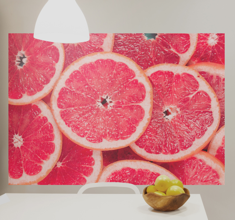 Grapefruitschijfjes fotobehang bloemen - TenStickers