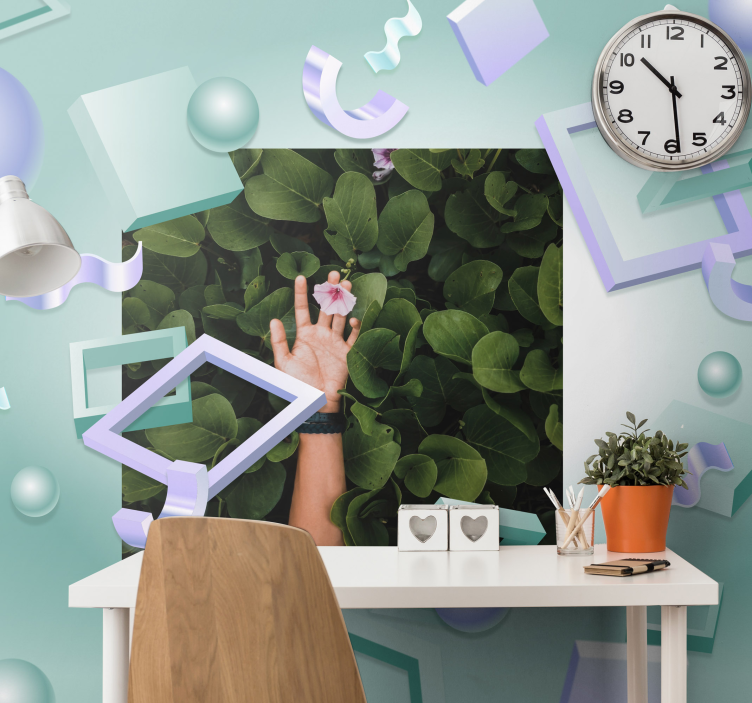 Hand die bloesem vasthoudt fotobehang bloemen - TenStickers