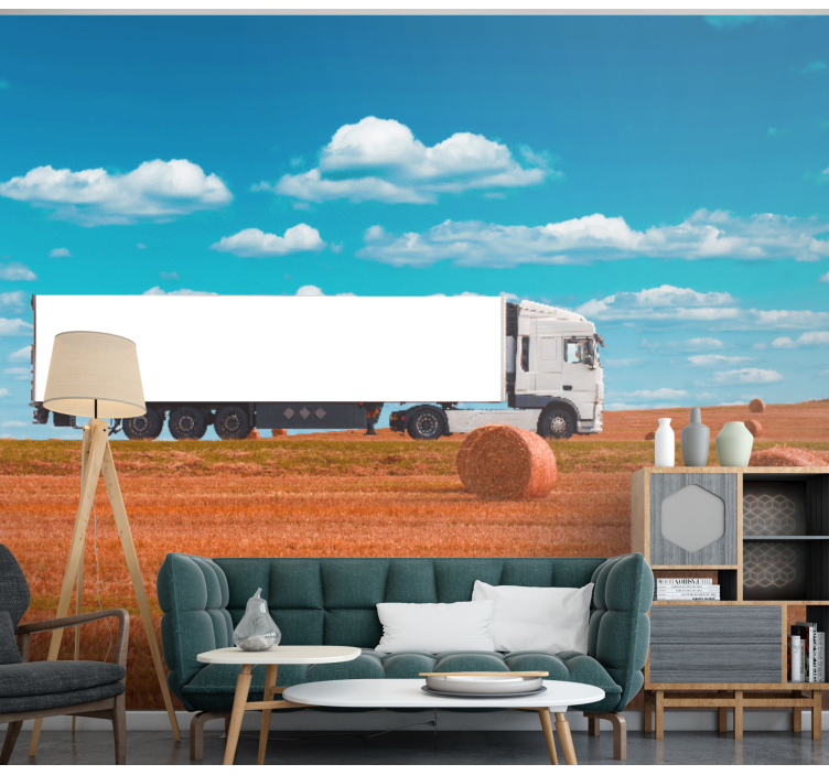 Het vervoeren van hooibalen fotobehang voertuigen - TenStickers