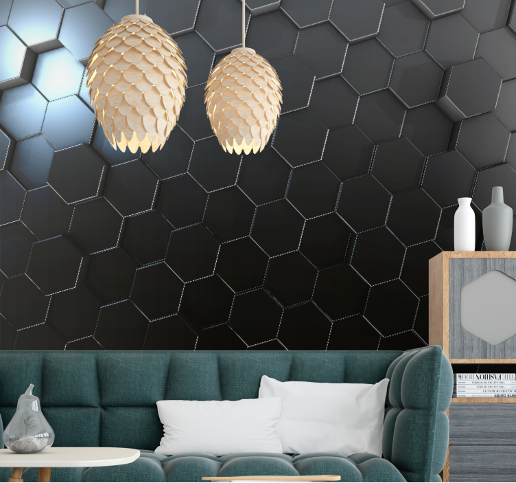 Hexagonaal patroonontwerp fotobehang lijnen - TenStickers