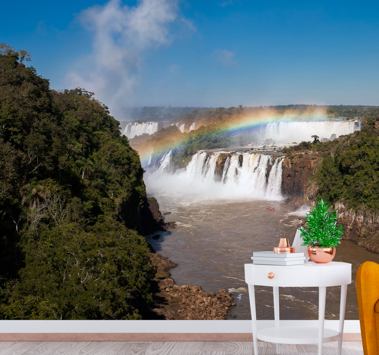 Iguazu watervallen regenboog foto behang bergen - TenStickers