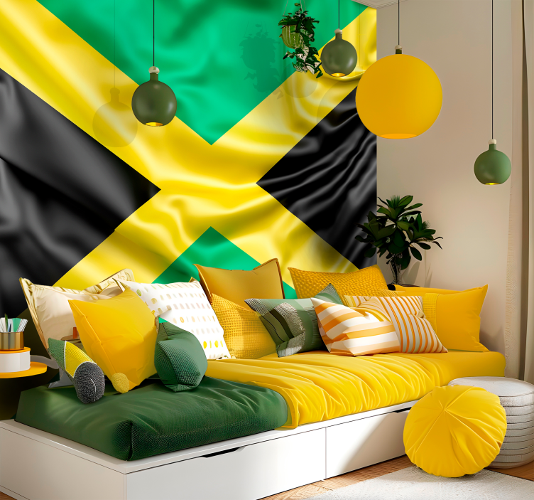 Jamaicaanse vlag fotobehang stad - TenStickers