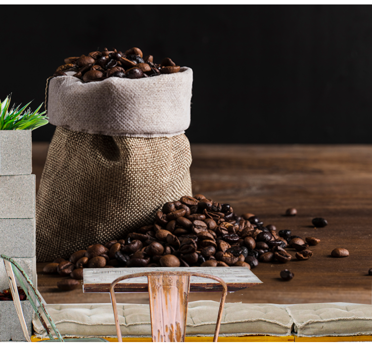 Koffiebonenzak fotobehang muziek - TenStickers