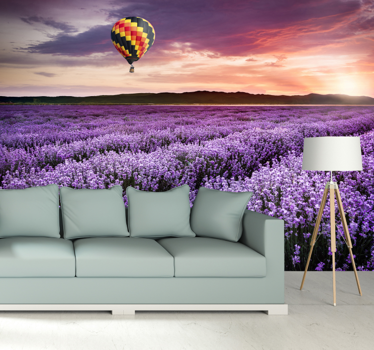 Lavendelveld rust fotobehang bloemen - TenStickers