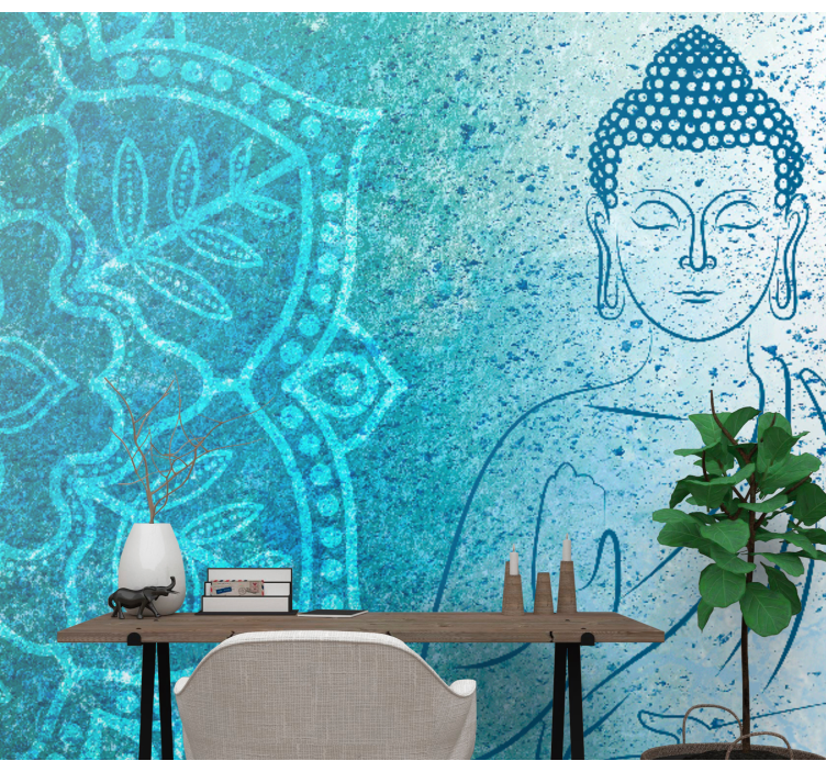 Fotobehang mandala Boeddha blauw - TenStickers