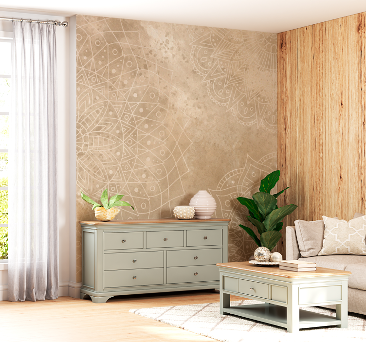 Mandala's vintage Fotobehang woonkamer - TenStickers