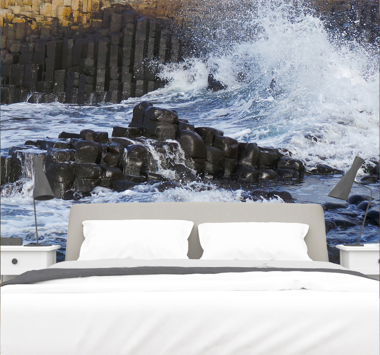 Oceanische basaltkolommen fotobehang strand - TenStickers