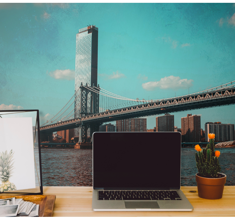 Perspectief van de brooklyn bridge foto behang New York - TenStickers
