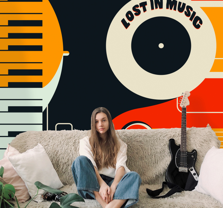 Piano retro-ontwerp fotobehang muziek - TenStickers
