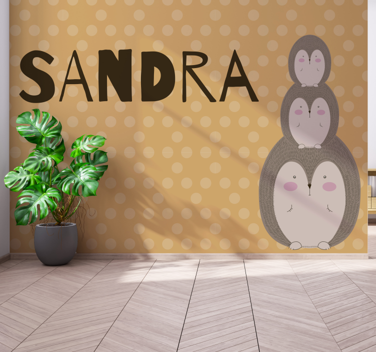 Schattige gestapelde egels foto behang kinderkamer - TenStickers