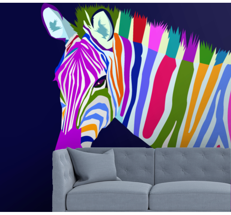 Veelkleurige zebra fotobehang dieren - TenStickers