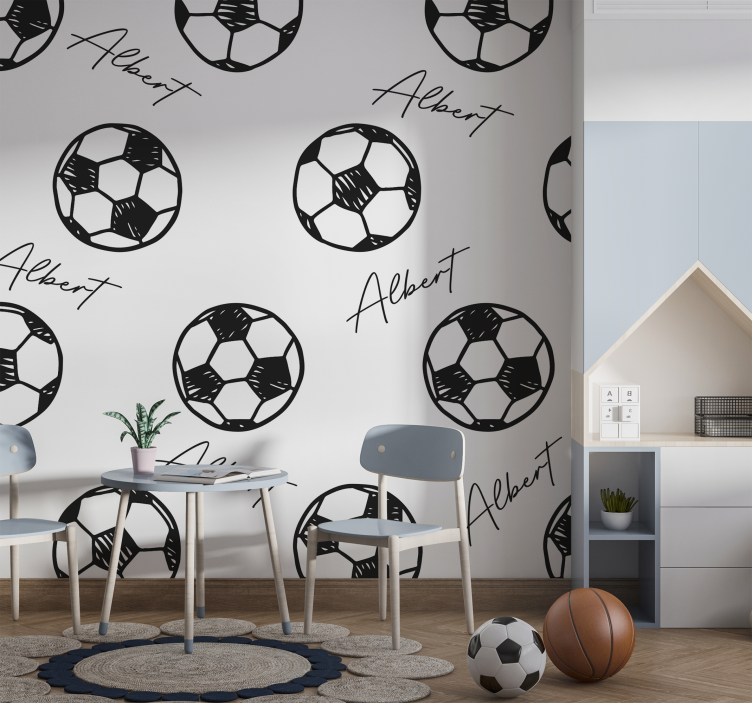 Voetbal met naam Fotobehang kinderkamer - TenStickers