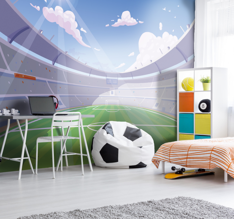 Voetbalveld foto behang kinderkamer - TenStickers