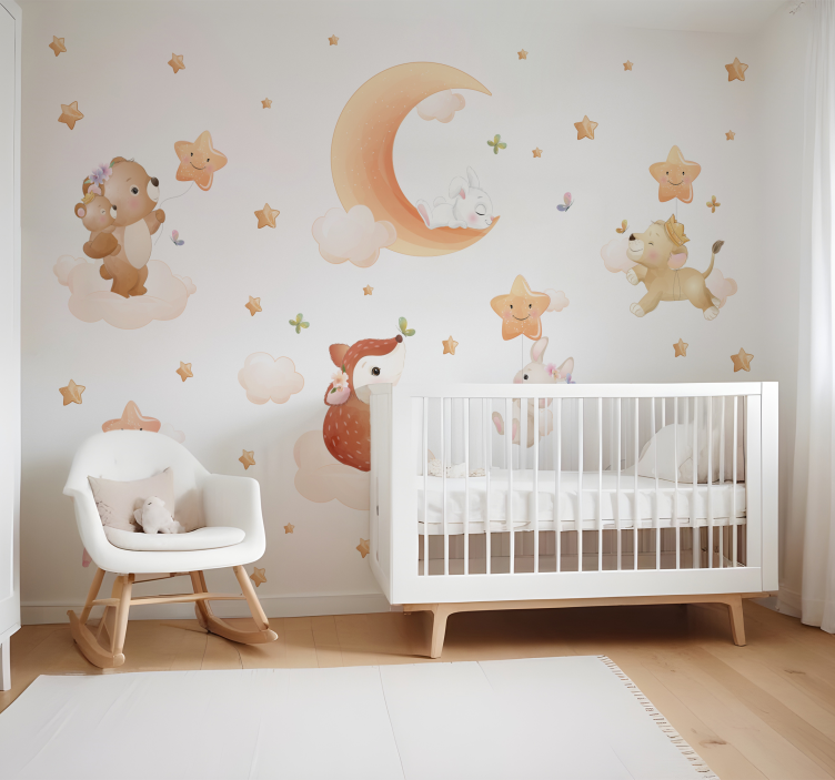 Welterusten babykamer fotobehang - TenStickers