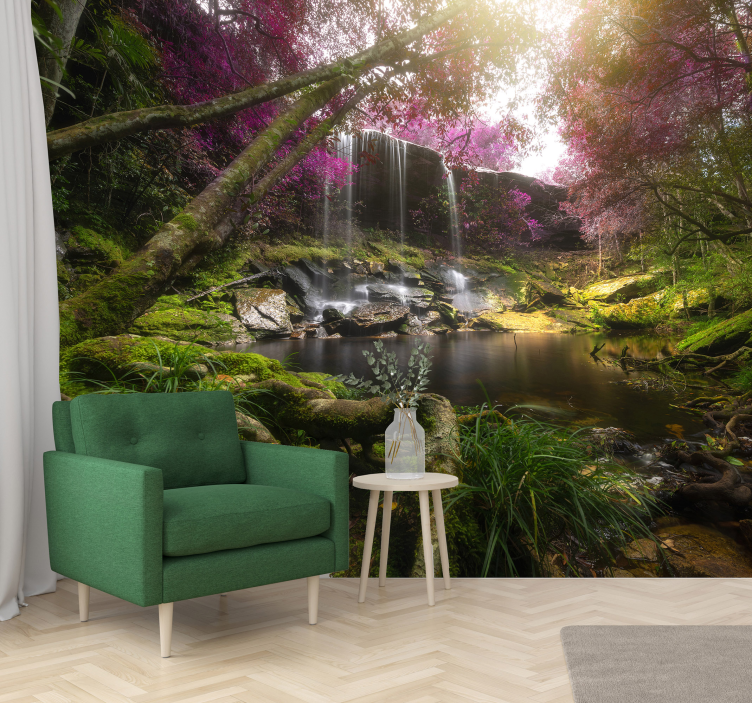 Wilde jungle met waterval bos fotobehang - TenStickers