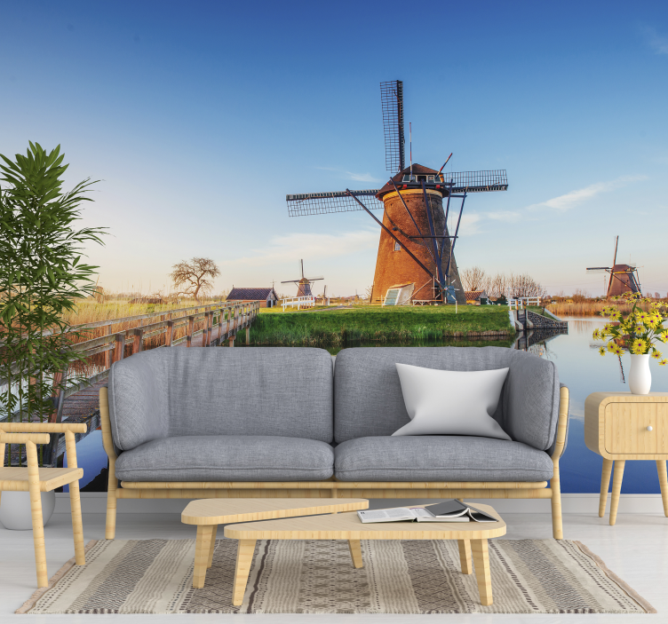 Windmolenlandschap foto behang Amsterdam - TenStickers