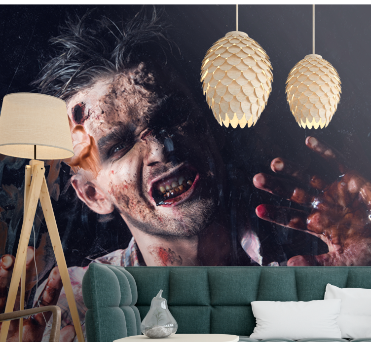 Zombie horror portret fotobehang halloween - TenStickers