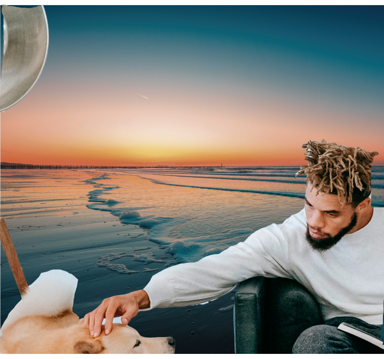 Zonsondergang oceaan golven foto behang natuur - TenStickers