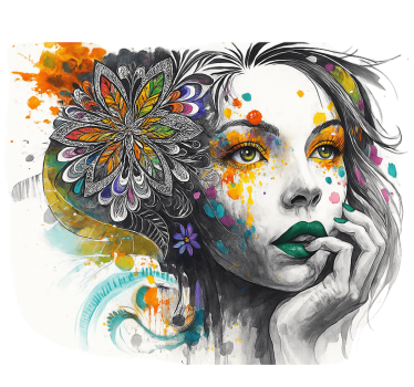 Exploderende kleurenportret graffiti fotobehang - TenStickers