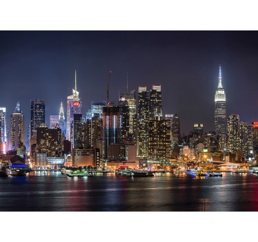 Stedelijke skyline nacht foto behang New York - TenStickers