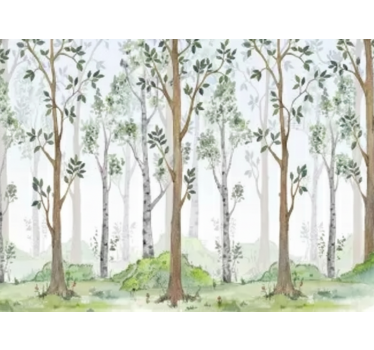 Behang bos minimalistisch botanisch kenmerk - TenStickers