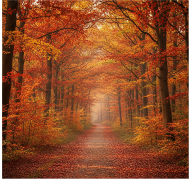 Behang bos herfstboom pad - TenStickers