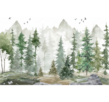 Behang bos nordic pine minimal - TenStickers