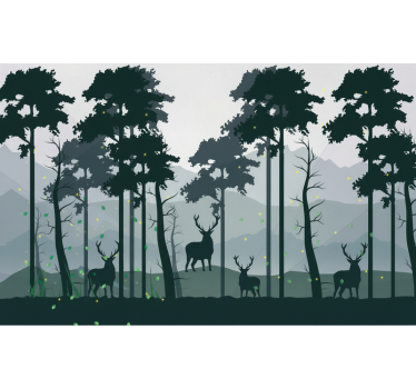 Behang bos silhouet bos scandi - TenStickers