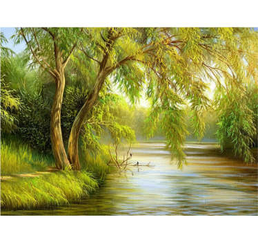 Behang bos serene rivier wilg - TenStickers