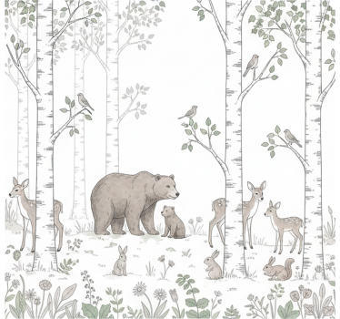 Behang bos speelse bos schets - TenStickers