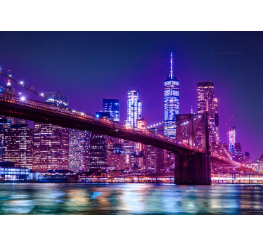 New York fotobehang paarse lucht - TenStickers