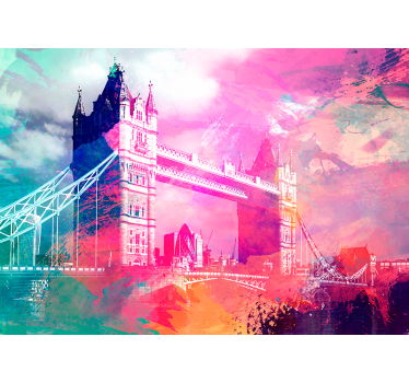 Kleurrijk brugsilhouet fotobehang London - TenStickers