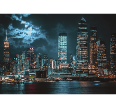 Foto behang new york stadsgezicht nachtzicht - TenStickers