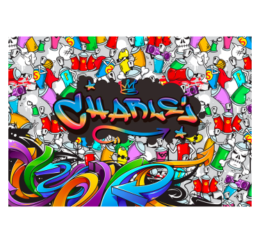 Graffiti fotobehang met aangepaste naam - TenStickers