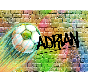 Foto behang abstract Voetbal raakt kleurrijke muur - TenStickers