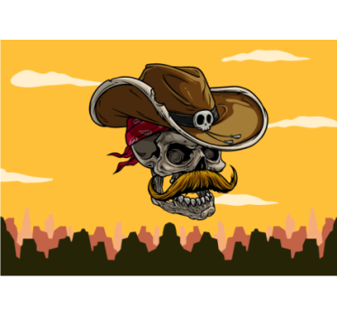 Cowboy schedel ontwerp graffiti fotobehang - TenStickers