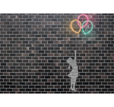 Graffiti fotobehang meisje dat ballonnen bereikt - TenStickers