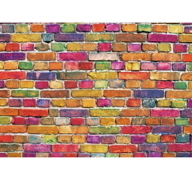 Graffiti fotobehang kleurrijk baksteenpatroon - TenStickers
