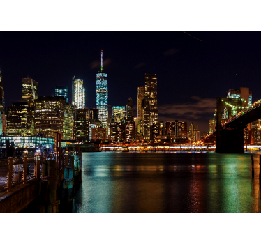 Foto behang new york manhattan nachtscène - TenStickers