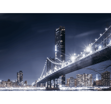 Foto behang new york brooklyn bridge nachtzicht - TenStickers