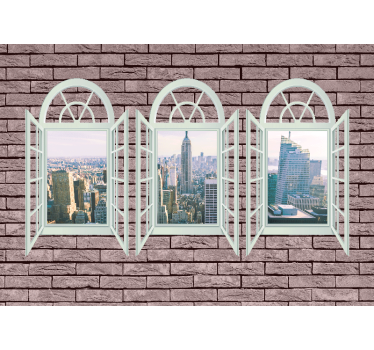 Foto behang new york stadssilhouet uitzicht - TenStickers