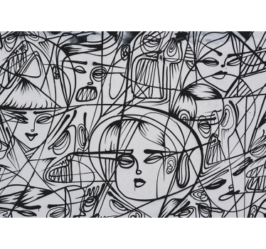 Graffiti fotobehang abstracte expressie gezichten - TenStickers