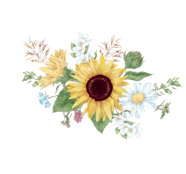 Fotobehang bloemen zonnebloem bloesem compositie - TenStickers